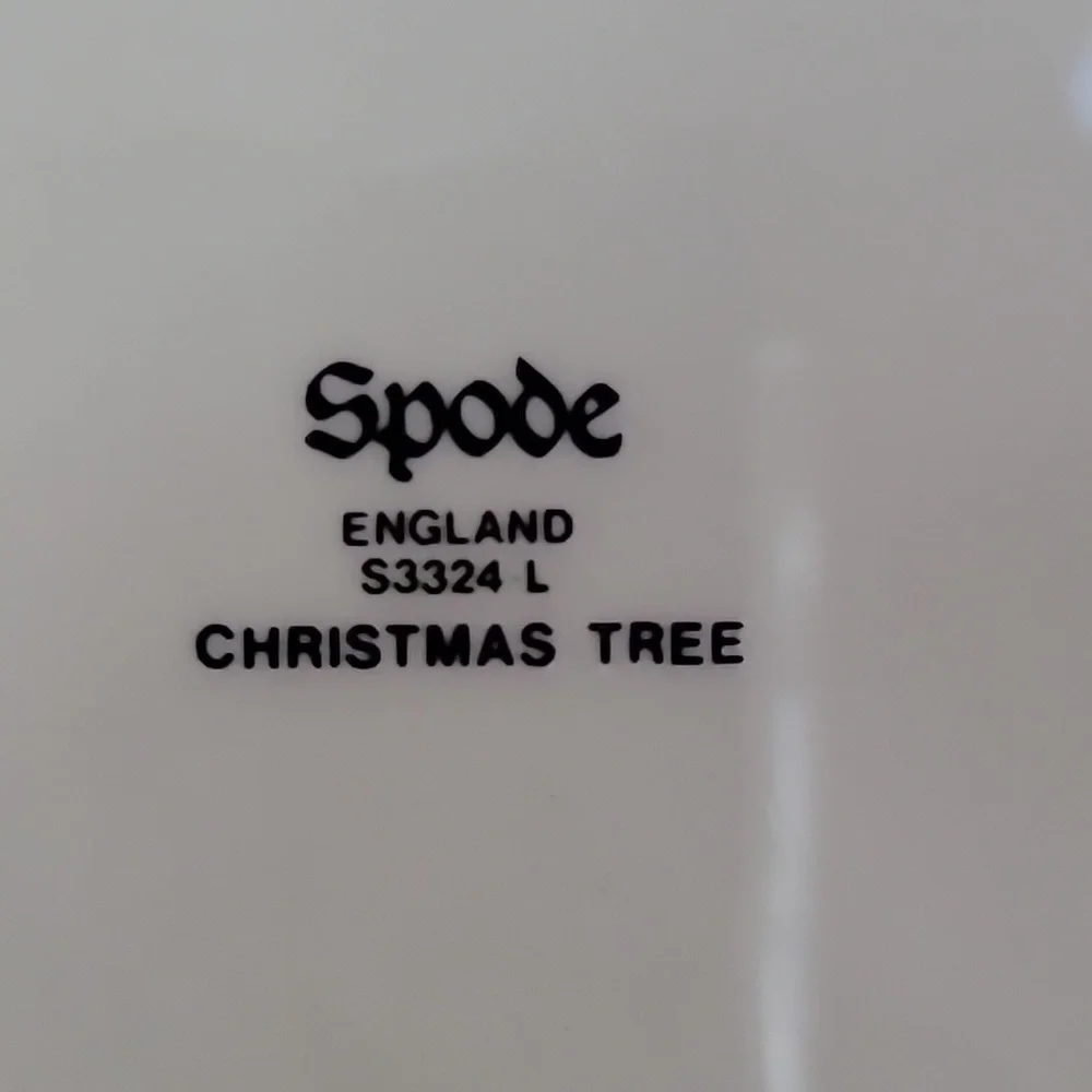 Vintage Fine Porcelain Spode Christmas Tree Large Triangle Tray Plate & Box